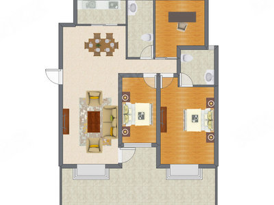 3室2厅 121.84平米