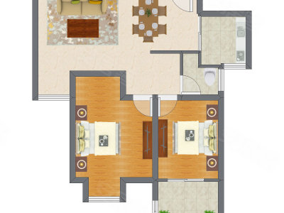 2室2厅 80.32平米