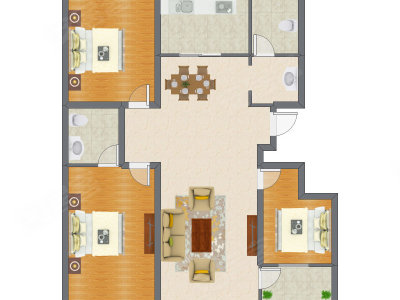 3室2厅 131.21平米