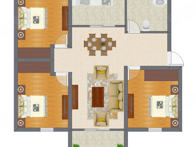 3室1厅 83.32平米户型图