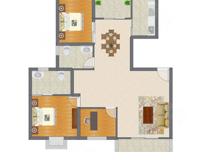 3室2厅 130.51平米
