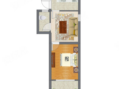 1室1厅 44.00平米户型图