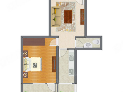 1室1厅 65.42平米