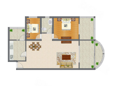 2室2厅 121.83平米