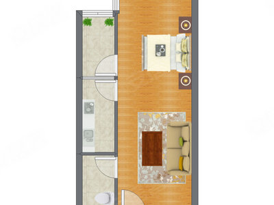 1室0厅 45.39平米户型图