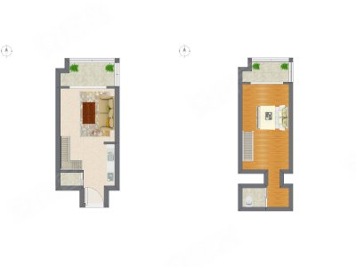 1室1厅 17.43平米