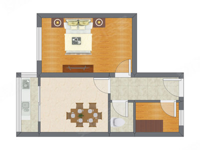 1室1厅 53.67平米户型图