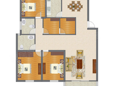 3室2厅 117.76平米户型图