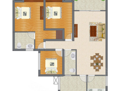 3室2厅 90.28平米