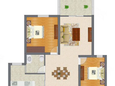 2室2厅 99.45平米
