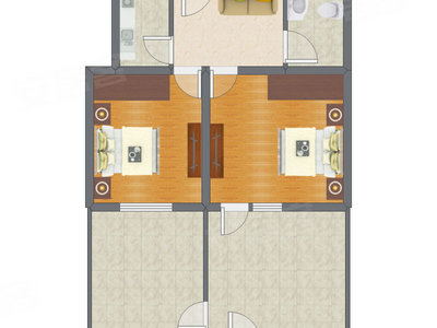 2室1厅 53.32平米
