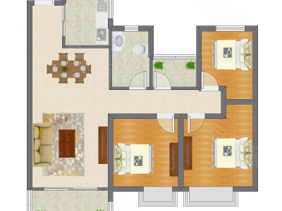 3室2厅 97.00平米户型图
