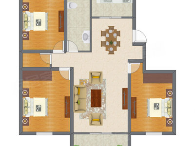 3室2厅 108.43平米