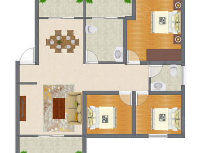 3室2厅 240.75平米户型图