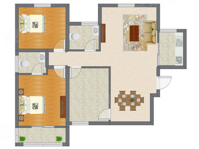 3室2厅 80.36平米