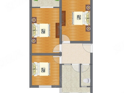 3室1厅 76.88平米户型图