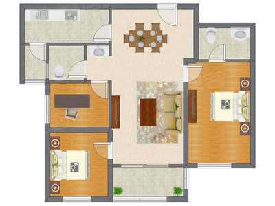 3室2厅 95.84平米户型图