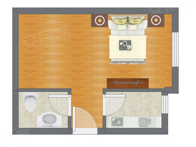 1室0厅 40.42平米户型图
