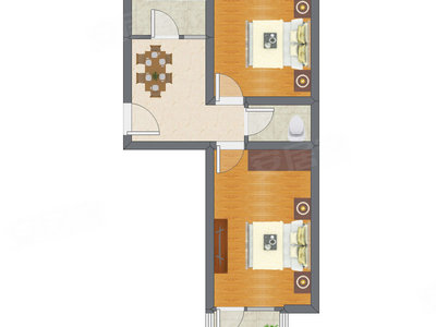 2室1厅 53.12平米