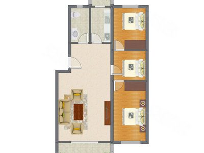 3室1厅 73.89平米