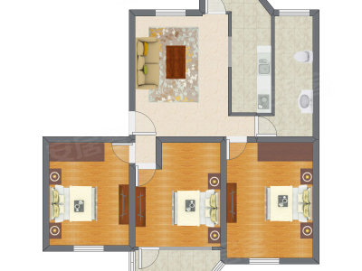 3室1厅 106.35平米