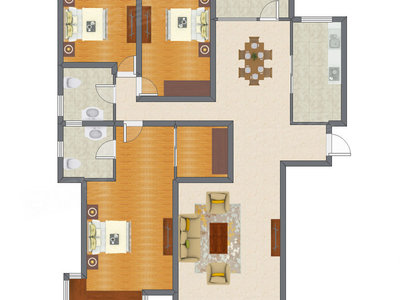 3室2厅 168.00平米