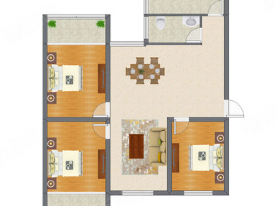 3室2厅 127.30平米