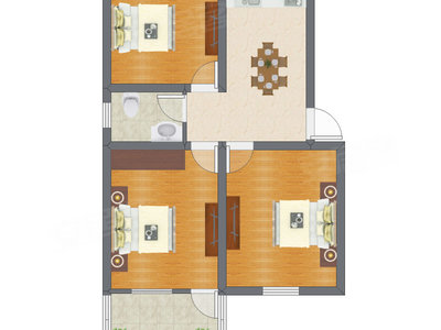 3室1厅 55.65平米