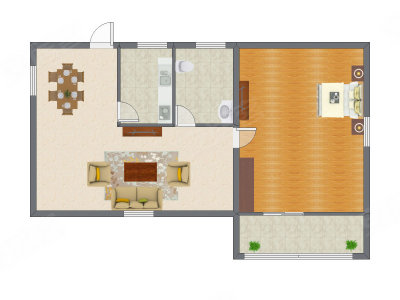 1室2厅 99.00平米户型图