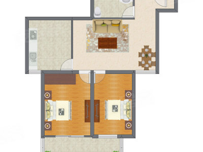 2室1厅 98.12平米