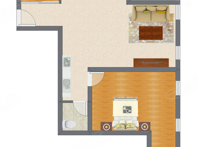 1室1厅 80.00平米户型图