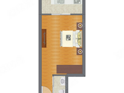 1室0厅 34.87平米户型图
