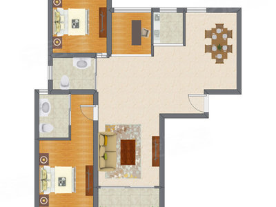 3室2厅 93.84平米户型图