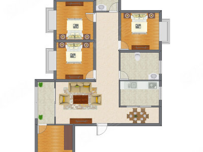 3室2厅 104.44平米
