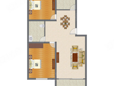 2室2厅 85.52平米户型图