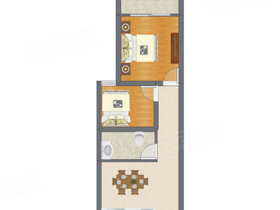 2室1厅 50.00平米