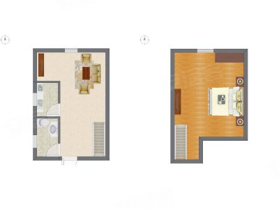 1室1厅 26.64平米