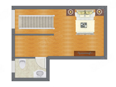 1室1厅 56.64平米户型图