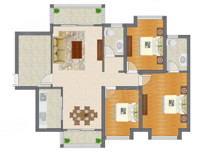 3室2厅 105.90平米