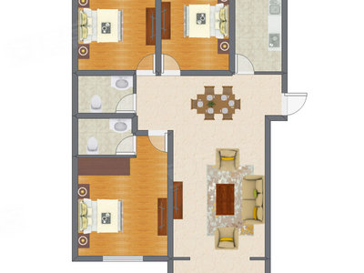 3室2厅 90.91平米