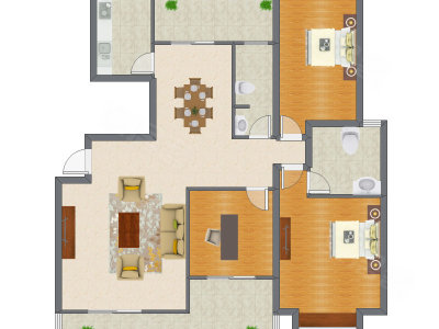 3室2厅 124.22平米