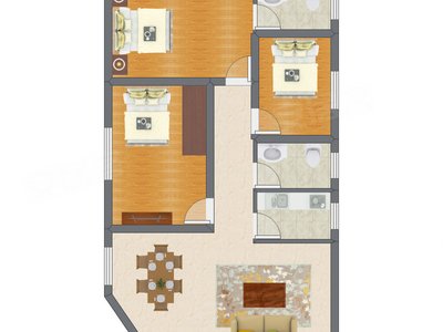 3室2厅 113.00平米