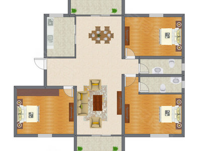 3室2厅 123.06平米户型图