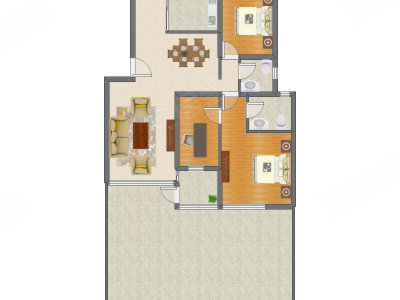 2室2厅 110.93平米户型图