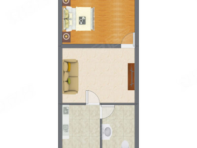 1室1厅 59.00平米