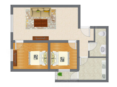 2室1厅 83.98平米