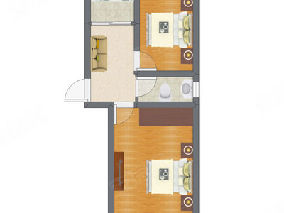 2室1厅 31.32平米户型图