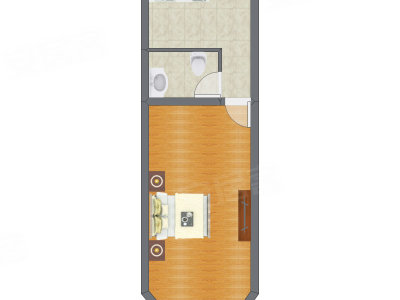 1室0厅 44.68平米户型图