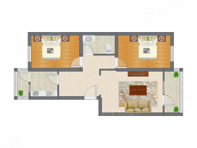 2室1厅 83.51平米户型图