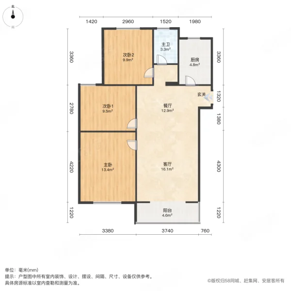 祥福家园3室2厅1卫118㎡南北40万